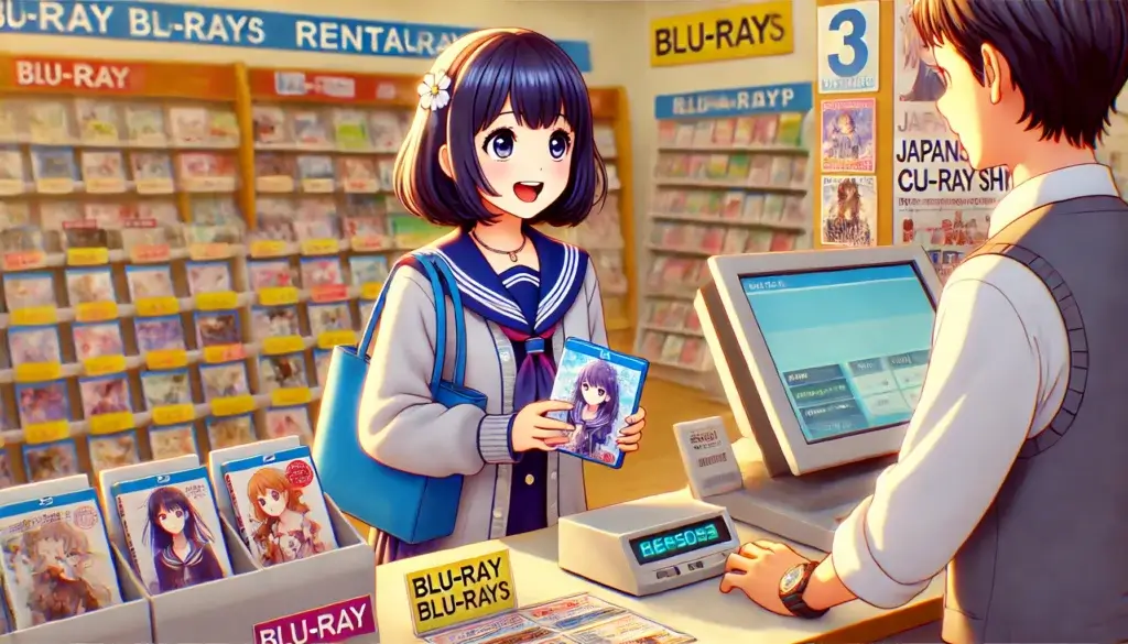 Blu-rayをレンタルにきた女性