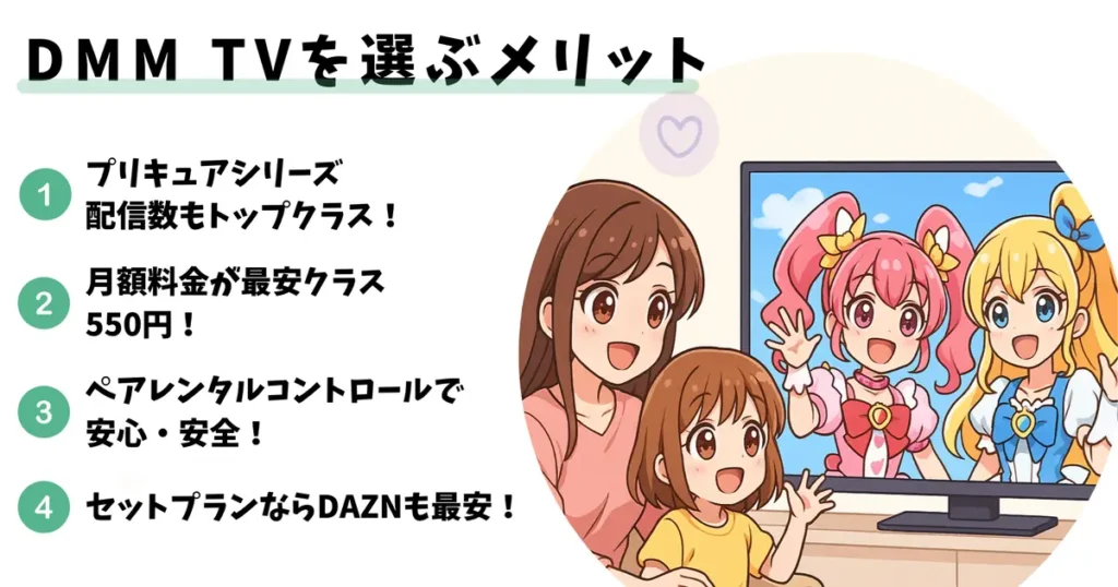 DMM TVでプリキュアシリーズを視聴するメリット