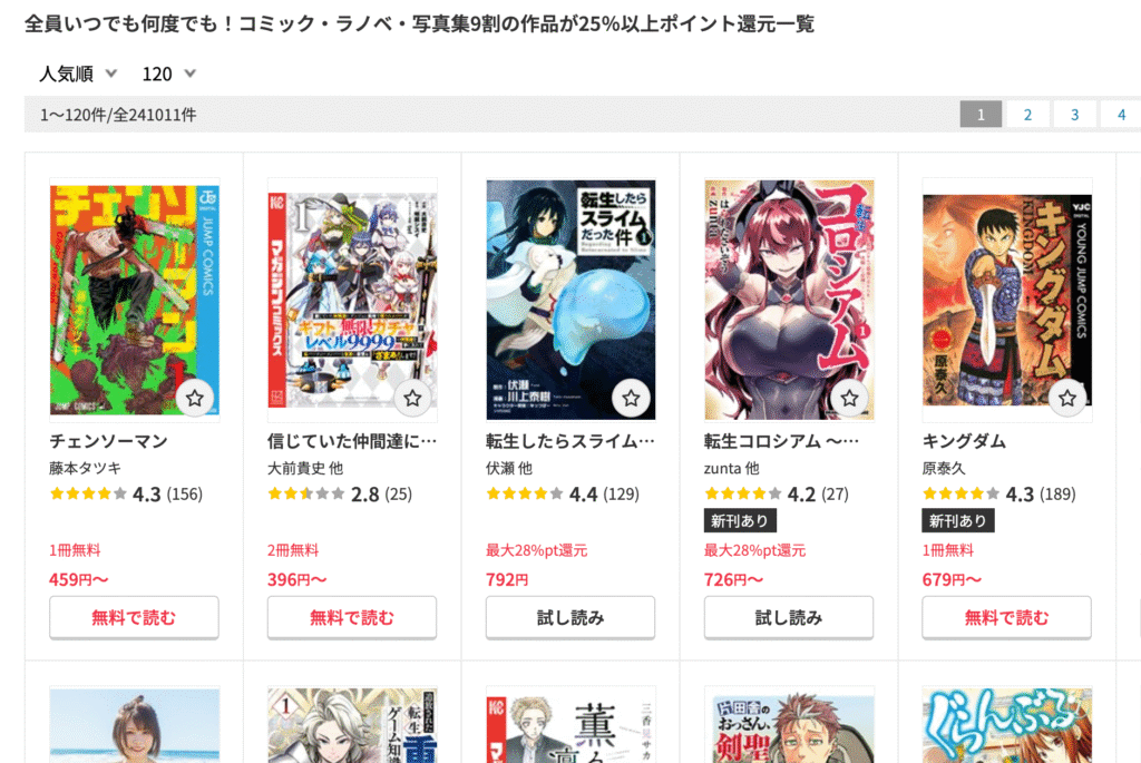 DMMブックス ポイント25%以上還元