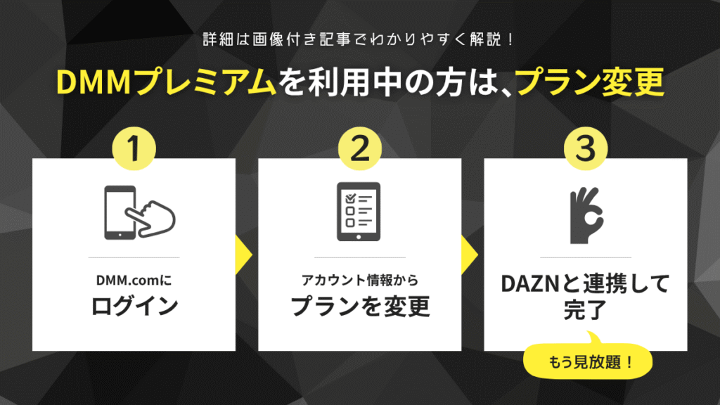 DMMプレミアムからDMM × DAZNホーダイにプラン変更する方法