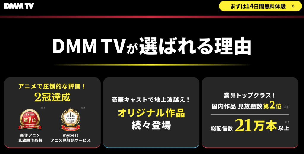DMM TVは3年連続「新作アニメ見放題作品数」でNo.1を獲得