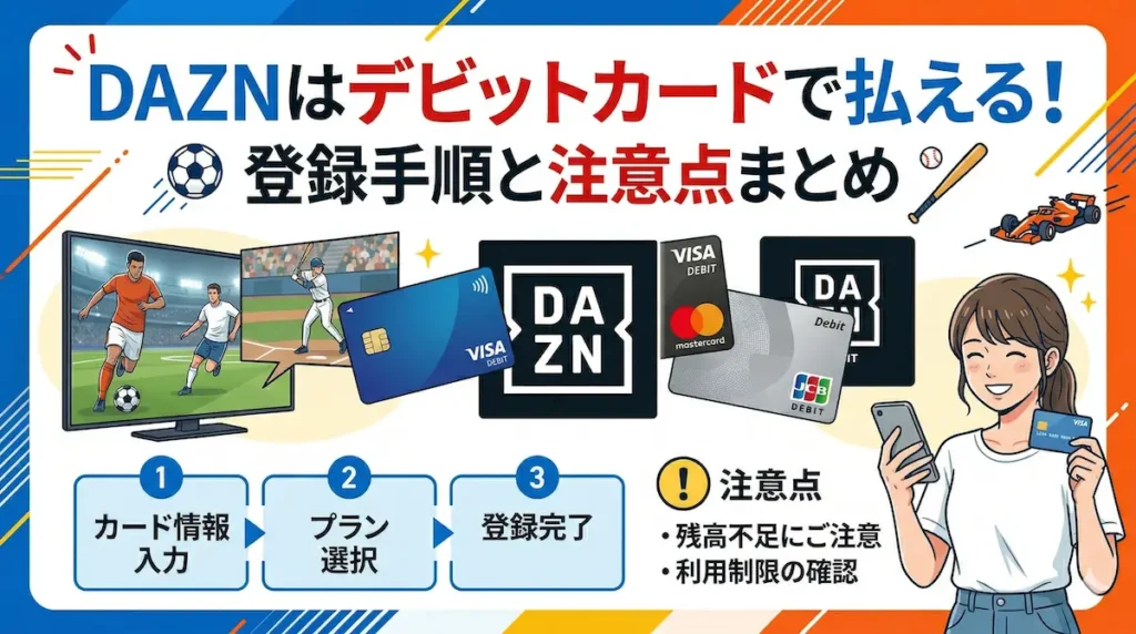 DAZNをデビットカード支払いで登録する方法と注意点まとめ