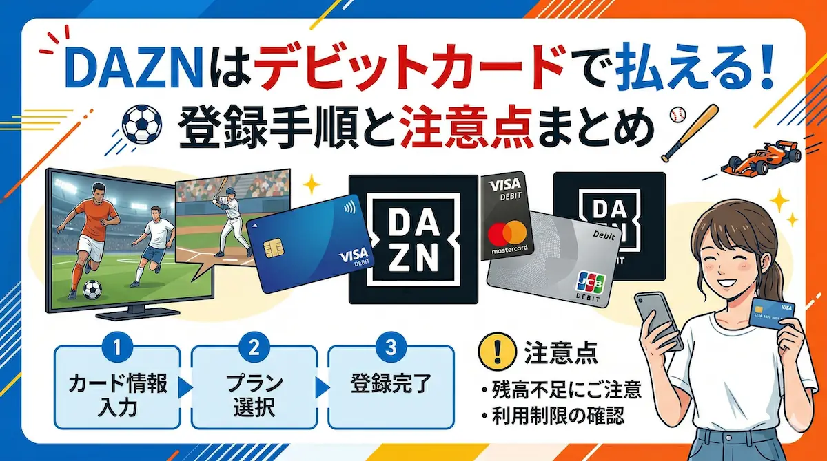 DAZNをデビットカード支払いで登録する方法と注意点まとめ
