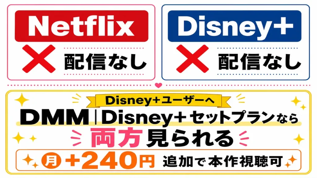 NetflixやDisney+でオタクに優しいギャルはいない!?が見られない　Disney+ユーザーはDMMセットプランへの乗り換えが最安値