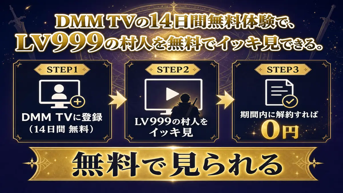 DMM TVの14日間無料体験でLV999の村人を無料でイッキ見も可能